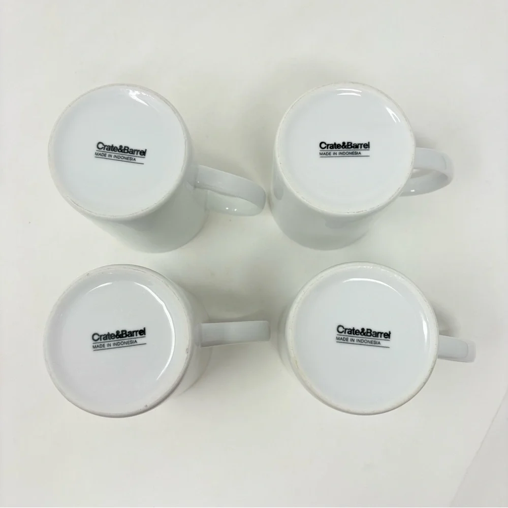 Crate & Barrel White Coffee Mug 12oz Set of 4